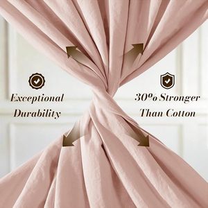 100% Linen Woven Modern Grade 4-Piece Bed <b>Sheet</b> <b>Set</b> Pink Color 100TC Solid Pattern Eco-Friendly All-Season - Product Image 6