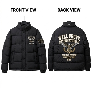 Premium 300 GSM Polyester/Nylon Quick Dry Breathable <b>Puffer</b> <b>Jacket</b> Mustard <b>Yellow</b> Front/Back Logo Warm Winter - Product Image 4