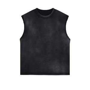 Wholesale Premium Cotton Knitted Tank Top for <b>Men</b> Sleeveless T-Shirt with Front Custom Logo Gym Fitness <b>Running</b> Sports <b>Vest</b> - Product Image 6