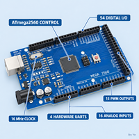 Carte de développement améliorée MEGA2560 R3 avec câble de données USB, 54 ports numériques et 16 entrées analogiques pour la robotique