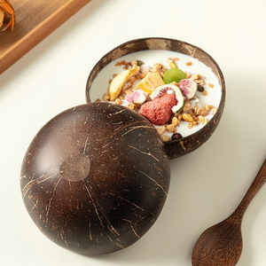 Juego de Tazones Ecológicos Hechos a Mano con Cáscara de Coco, Tazones Naturales y Orgánicos para Ensaladas y Smoothies con Cucharas de Madera - Product Image 3