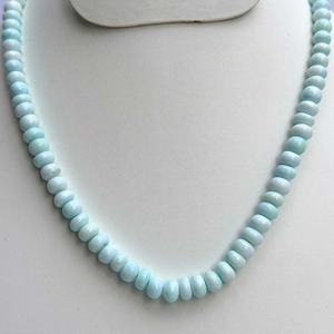 Collar de cuentas de ópalo azul liso de 7mm y 8mm, tipo rondel, de 16 pulgadas de longitud, al por mayor, para joyería - Product Image 1