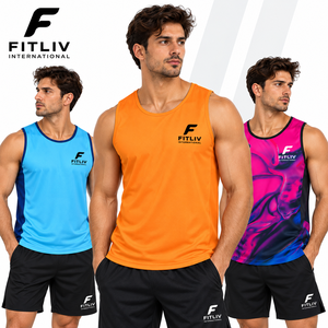 European Size <b>Men's</b> Summer Sports <b>Vest</b> Knitted Crew Neck Elastic Fitness Running Sleeveless Shirt Thin Quick-drying Workout Tank - Product Image 1