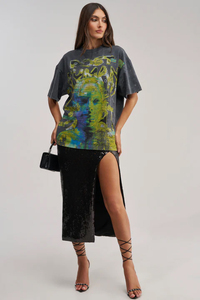 Oversized Digital Printed T-<b>Shirt</b> UNISEX Casual Summer Short Sleeve Photo Print Cotton Front Logo Knitted <b>Collarless</b> Style - Product Image 5