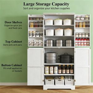 White <b>Kitchen</b> Pantry Sideboard <b>Storage</b> Cabinet - Product Image 2