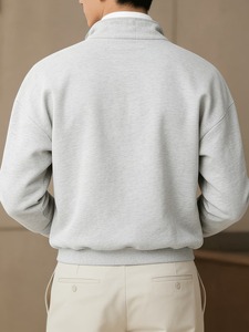 เสื้อสเวตเชิ้ตผู้ชายผ้าฝ้าย 100% แบบซิปครึ่งตัว ทนทาน เป็นมิตรต่อสิ่งแวดล้อม คอตั้ง พร้อมลายปัก สำหรับฤดูหนาว ผ้าเฟรนช์เทอร์รี่ - Product Image 3