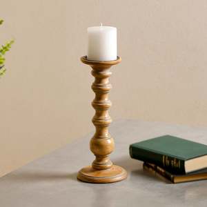 Candelero de Madera Hecho a Mano con Forma de Columna, Decoración para el Hogar, Acabado en Madera Natural, para Acción de Gracias, Halloween, Navidad - Product Image 1