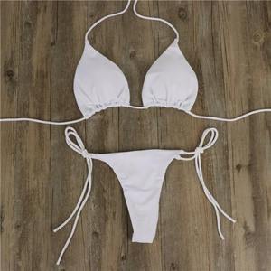 <b>String</b> <b>Bikinis</b> 2026 Women Sexy Triangle Swimsuit Solid White Swimwear Female Padded Bathers Bathing Swimming Swim Suit Beachwear - Product Image 1