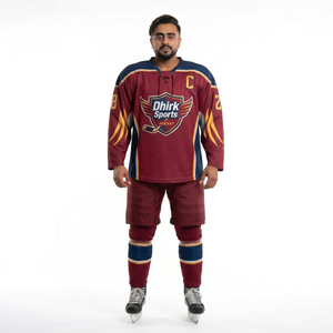 Maillot de hockey sur glace personnalisé en polyester 100 % sublimé, col en V, robuste, avec lacets, uniforme d'équipe avec nom et numéro du joueur, fabrication OEM - Product Image 1
