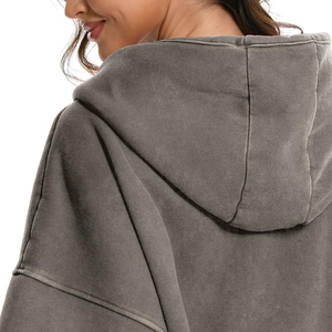 Sudadera con capucha extragrande para mujer con forro polar suave, de secado rápido y cómoda, con cremallera, para chicas. - Product Image 5