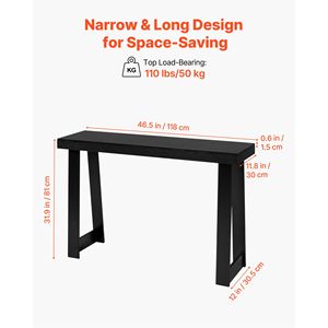 Consolle Moderna da 46 Pollici in Legno con Piano in Marmo, Tavolo Rettangolare Lungo e Stretto per Ingresso/Soggiorno - Product Image 3