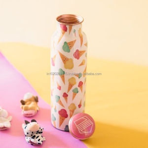 Premium copper <b>water</b> <b>bottle</b> with floral enamel surface and stylish shape ideal for health routines travel and everyday drinking - Product Image 4