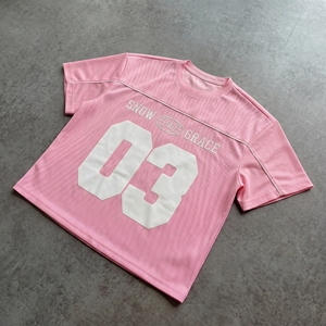 Snow Grace 03 T-shirt sportif rose pour homme à manches courtes col rond respirant tricoté coupe régulière - Product Image 4