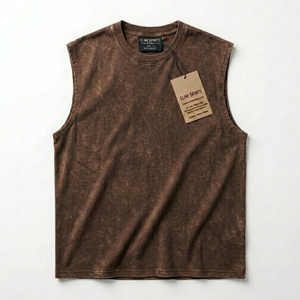 Camiseta sin Mangas de Lujo 100% Algodón Transpirable con Bordado Tejido para Hombre, Estilo Casual, Lavado Nieve, para Moda Urbana y Gimnasio - Product Image 5