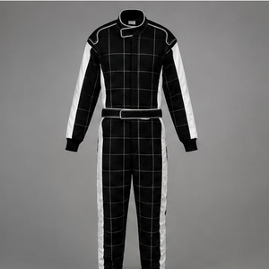 Combinaison de course moto pour homme, noire et blanche, manches longues, résistante aux flammes, séchage rapide, personnalisable avec le nom de l'équipe, respirante, toutes saisons, adulte - Product Image 4