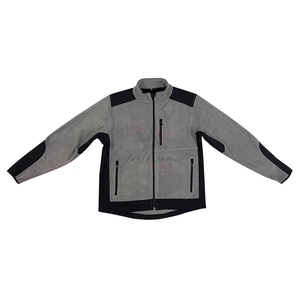 Chaqueta de Forro Polar Gris y Negro con Cuello Alto, Resistente al Viento, con Logotipo Frontal, Cierre de Cremallera, para Otoño, Viajes, Actividades al Aire Libre, Corte Regular, Chaquetas de Invierno para Hombre - Product Image 1