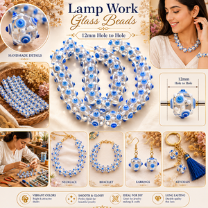 Vibrant <b>Blue</b> Handmade Lamp Work Glass & <b>Crystal</b> Beads 12mm Round for Necklaces <b>Bracelets</b> Earrings Keychains Creative - Product Image 4