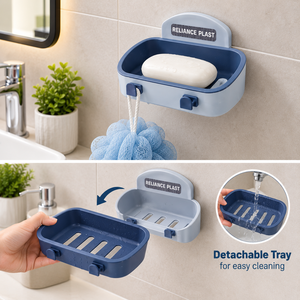 Porte-savon mural Reliance Plast, durable et facile à nettoyer, en plastique vert menthe, design minimaliste, avec crochet pour éponge, pour salle de bain - Product Image 4