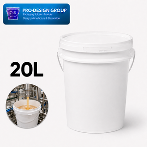 20L Food Safe Plastic <b>Bucket</b> <b>with</b> Flat <b>Lid</b> for Food Packaging, ISO 9001 Manufacturer - Product Image 1