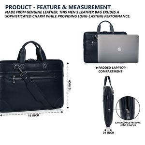 High Quality Full Grain Leather 15 Inch Laptop Messenger <b>Bag</b> Sling Carry Combination Lock Anti-Theft Modern Design for Business - Product Image 4