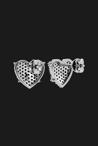 Luxury <b>Black</b> Moissanite Heart <b>Stud</b> <b>Earrings</b> Sterling 925 Silver Pave Love Design Fine Jewelry Gift For Women Men Everyday Wear - Product Image 5