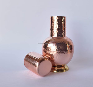 Wholesale Pure Copper Hammered Bedside <b>Water</b> Bottle Carafe Pitcher Pot Set with Glass <b>Bulk</b> - Product Image 6