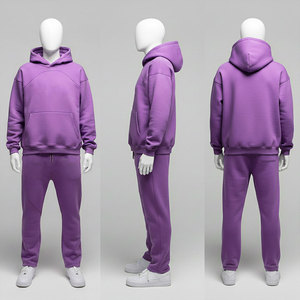 Ensemble survêtement homme personnalisé de haute qualité, 100% coton épais 500 GSM, sweat à capuche à épaules tombantes double couche et pantalon de survêtement - Product Image 1