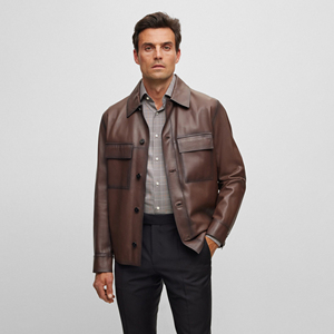 Custom Genuine <b>Leather</b> <b>Men's</b> Waterproof Breathable Eco-Friendly Windproof Heated Zipper Closure Stand Collar Winter <b>Jacket</b> - Product Image 4