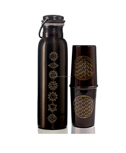 Elegante botella de cobre hecha a mano para beber saludablemente Premium Eco-Lifestyle Wellness Gift para agua hirviendo - Product Image 4