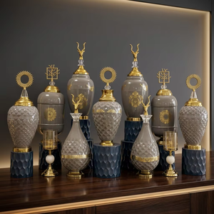 Jars décoratifs dorés et noirs pour hôtels de luxe, décorateurs de mariages, aménagement de réceptions et présentations de table spectaculaires - Product Image 6