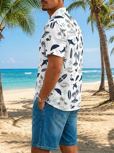 Chemise décontractée à manches courtes pour homme, imprimé tropical hawaïen amusant, chemise boutonnée unisexe - Product Image 6