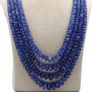 Collar de cuentas con forma de melón tallado a mano de tanzanita Natural de 4 hebras AAA, collar de calabaza de tanzanita de 5-10mm hecho de piedra Natural - Product Image 5