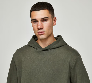 Men's Olive Green Hooded Fleece Sweatshirt And Pants <b>Set</b> Casual Autumn Wear <b>Knitted</b> Solid Color Track Suit - Product Image 4