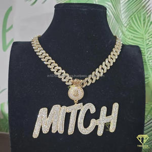 Pendentif personnalisé « ROBBO » en moissanite et diamant, chaîne cubaine « Iced Out », collier hip-hop bling-bling, bijoux - Product Image 3