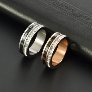 Bague en argent 925 avec moissanite carrée et chiffres romains, plaquée or blanc et rose, pour homme. - Product Image 3