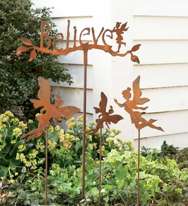 Rust Fairy Garden Stake Metal Flower Pot Decorative Plant Stand <b>Enchanted</b> Garden Planter Accent - Product Image 5