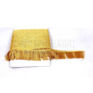 Bordure à franges métalliques dorées de qualité supérieure |   Frange à pampilles en fil métallique brillant de 10-20 cm pour robes de danse latine, costumes et vêtements - Product Image 3