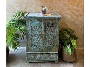 Vintage Hand Carved Wooden Storage Cabinet Antique Distressed <b>Sideboard</b> Cupboard for Living Room Bedroom Furniture - Product Image 6