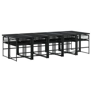 Modern Garden Dining Set 10 Seater Steel <b>Frame</b> Outdoor Furniture Cream White And <b>Black</b> - Product Image 3