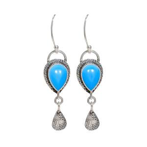 Pear Shape <b>Turquoise</b> Gemstone <b>Earrings</b> 925 Sterling Silver Vintage Style Handmade Jewelry Gift For Women - Product Image 3