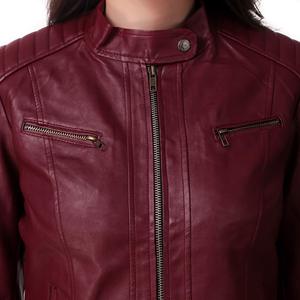 Nueva Chaqueta de Cuero para Mujer, Corte Ajustado, Estilo Europeo Americano, Moda Transfronteriza, Estampada, con Parches y Cremallera - Product Image 4