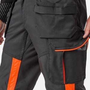 High Visibility <b>Work</b> <b>Pants</b> <b>Black</b> Orange Reflective Stripes Cargo Pockets - Product Image 4