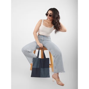 Sac fourre-tout en toile noire 35x39cm avec poignée épaule pour les courses quotidiennes - Product Image 4