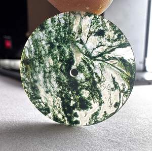 Esfera de reloj de piedra de ágata musgosa, disco plano redondo para la fabricación de relojes, 1 mm de grosor, esfera de piedra preciosa hecha a mano - Product Image 1