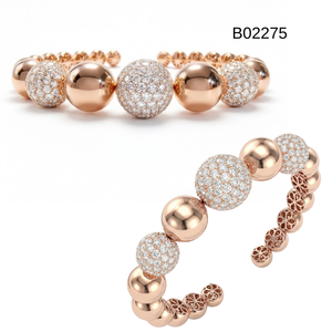 <b>Solid</b> 14k Rose <b>Gold</b> Natural Genuine Diamond Chunky Heavy Ball Bead Open Cuff <b>Bangle</b> Lattice Statement Luxury Fine Jewelry - Product Image 4