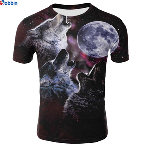 T-shirt à manches courtes pour hommes et femmes, impression par sublimation, décontracté, impression créative 3D, col rond, design graphique, motif loups - Product Image 6