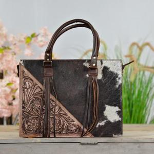 <b>Leather</b> Walla Hand <b>Tooled</b> Women Genuine <b>Leather</b> Cowhide Floral Pearl High Quality Luxury Designer Multi-function Shoulder - Product Image 3
