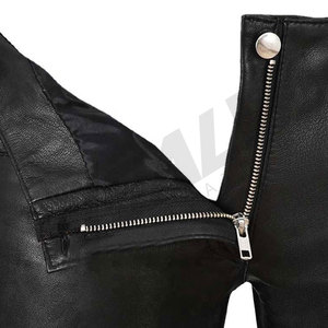 Pantalones de Moto para Hombre, Negros, de Cuero, Impermeables, Corte Recto, Cintura Media, Cierre con Cordón, Bolsillos Laterales, Peso Medio, para Invierno - Product Image 3