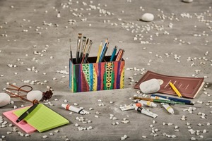 Porte-couverts en bois écologique avec compartiment pour papier absorbant, support pour cuillères et fourchettes pour la table de cuisine, Inde - Product Image 5