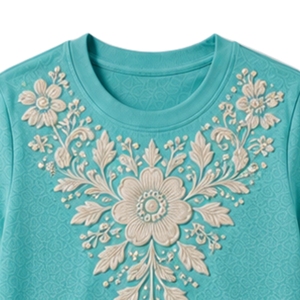 T-shirt en coton à col rond brodé de fleurs blanches pour femme, manches courtes, décontracté, personnalisé, OEM, premium, mode estivale - Product Image 5